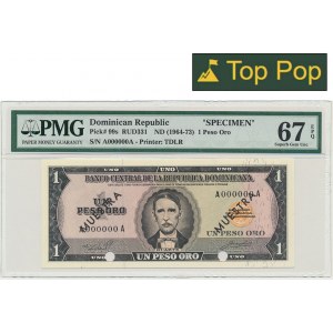 Dominikánská republika, 1 peso (1964-73) - MODEL - PMG 67 EPQ