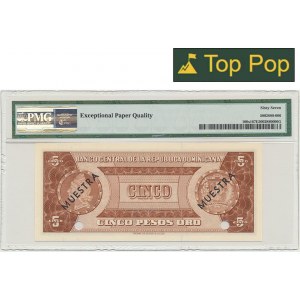 Dominican Republic, 5 Pesos Oro - SPECIMEN - PMG 67 EPQ