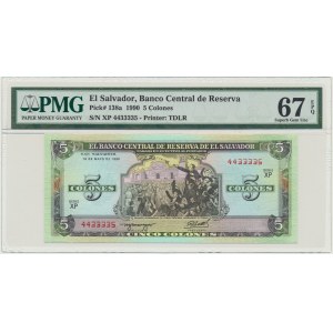 Salvador, 5 colones 1990 - PMG 67 EPQ