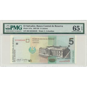 Salvador, 5 colones 1998 - PMG 65 EPQ