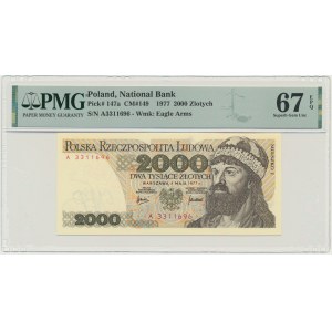 2.000 złotych 1977 - A - PMG 67 EPQ - pierwsza seria
