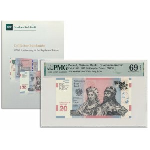 20 złotych 2015 - 1050 rocznica chrztu Polski - PMG 69 EPQ