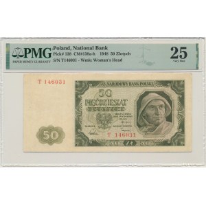 50 zlotých 1948 - T - PMG 25 - šesťmiestne číslovanie - ZRADA