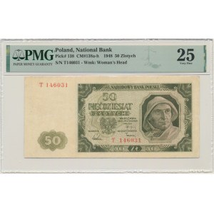 50 zlotých 1948 - T - PMG 25 - šestimístné číslování - vzácné