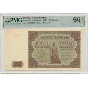 1 000 zlotých 1947 - Ł - PMG 66 EPQ - obľúbená séria