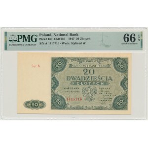 20 zlatých 1947 - A - PMG 66 EPQ