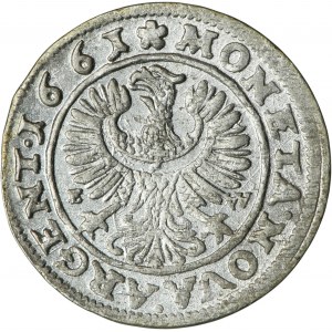 Slezsko, knížectví legnicko-brzesko-wołowskie, Jerzy III Brzeski, 3 Krajcary Brzeg 1661 EW