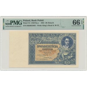 20 zlatých 1931 - DK. - PMG 66 EPQ