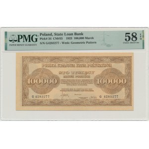 100.000 marek 1923 - G - PMG 58 EPQ