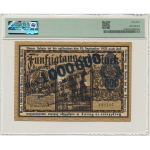Danzig, 1 million Mark 1923 - blue overprint - PMG 55 - RARE
