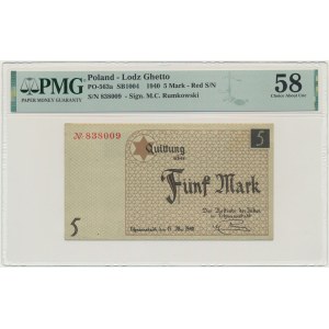 5 známek 1940 - PMG 58 - standardní papír