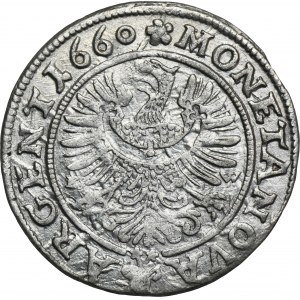 Schlesien, Fürstentum Legnicko-Brzesko-Wołowskie, Krystian Wołowski, 3 Krajcary Brzeg 1660 EW - RAISE