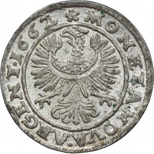 Schlesien, Fürstentum Legnicko-Brzesko-Wołowski, Krystian Wołowski, 3 Krajcary Brzeg 1662 - RAIDING