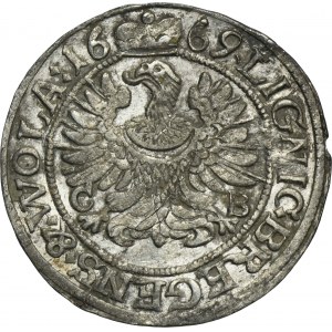 Sliezsko, vojvodstvo Legnicko-Brzesko-Wołowskie, Krystian Wołowski, 3 Krajcary Brzeg 1669 CB - NIENOTOVANÉ