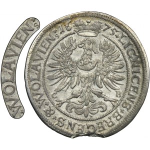 Slezsko, knížectví legnicko-brzesko-wołowskie, Jerzy Wilhelm, 15 Krajcarów Brzeg 1675 CB - RARE, dopis S