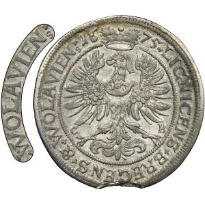 Sliezsko, vojvodstvo Legnicko-Brzesko-Wołowskie, Jerzy Wilhelm, 15 Krajcarów Brzeg 1675 CB - RARE, list S