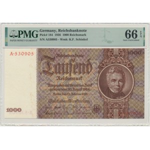 Německo, 1 000 marek 1936 - PMG 66 EPQ