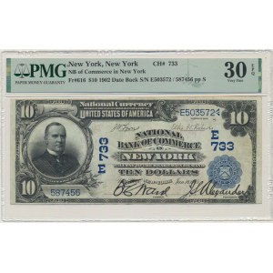 USA, Blue Seal, New York, 10 Dollars 1902 - Lyons & Roberts - PMG 30 EPQ