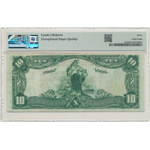 USA, Modrá pečať, New York, 10 USD 1902 - Lyons &amp; Roberts - PMG 30 EPQ