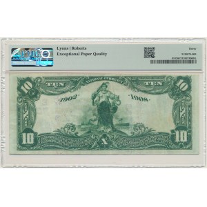 USA, Modrá pečeť, New York, 10 dolarů 1902 - Lyons &amp; Roberts - PMG 30 EPQ