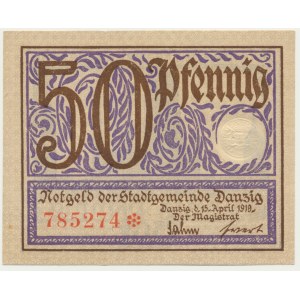 Danzig, 50 Pfennig 1919 - purple -