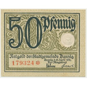 Danzig, 50 Pfennige 1919 - green -