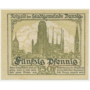 Danzig, 50 fenig 1919 - grün -
