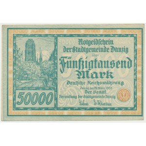 Danzig, 50.000 Mark 1923 - no. 5 digit series with ❊ -