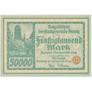 Gdańsk, 50.000 marek 1923 - num. 6 cyfr z ❊ - PIĘKNY