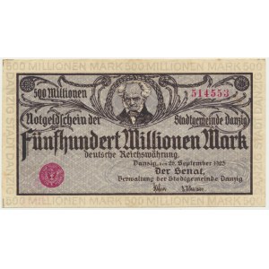 Danzig, 500 million Mark 1923 - gray purple print -