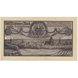Gdańsk, 500 milionów marek 1923 - druk szarofioletowy - odwrócony