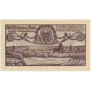 Gdańsk, 500 milionów marek 1923 - druk kremowy -