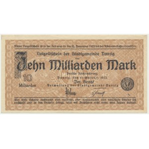 Danzig, 10 Milliarden Mark 1923 - znw. Quadrate