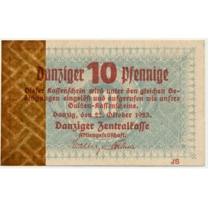 Danzig, 10 fenig 1923 - október - znw. cikcaky -