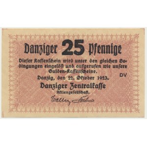 Gdaňsk, 25 fenig 1923 - říjen - KRÁSNÝ