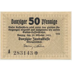 Gdaňsk, 50 fenig 1923 - říjen - RARE