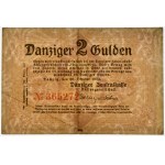 Danzig, 2 guldenov 1923 - október - iniciály BM