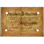 Danzig, 5 Gulden 1923 - November - ungewöhnlich Ungultig auf der Rückseite