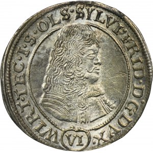 Silesia, Duchy of Oels, Sylvius II Friedrich, 6 Kreuzer Oels 1674 SP