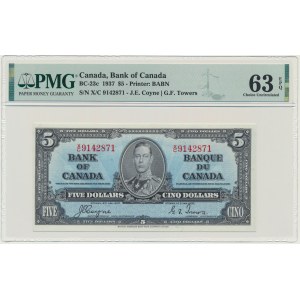 Canada, 5 dollars 1937 - PMG 63 EPQ