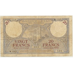 Morocco, 20 Francs 1931