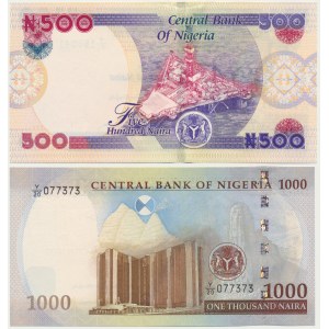 Nigeria, ensemble 500-1 000 naira 2021 (2 pièces).