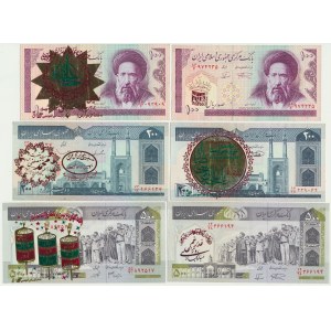Iran, zestaw 100-500 riali (6 szt.) - nadruki okolicznościowe -