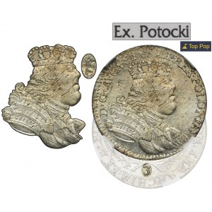 Augustus III Saský, Trojak Lipsko 1754 EC - NGC MS62 - vzácný, ex. Potocki