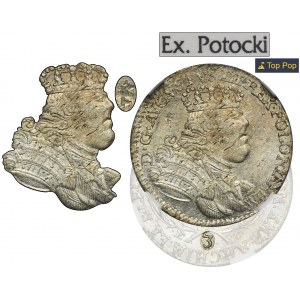 Augustus III of Poland, 3 Groschen Leipzig 1754 EC - NGC MS62 - RARE, ex. Potocki