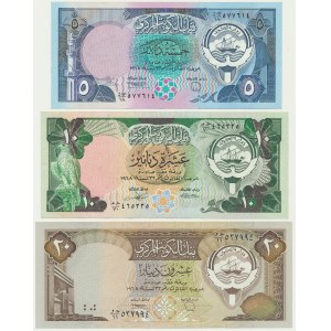 Kuwait, lot 5-10 Dinars (1980-1992)(3 pcs.)