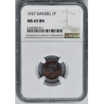 Free City of Danzig, 1 Pfennig 1937 - NGC MS65 BN