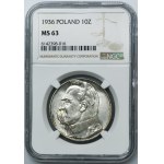 Piłsudski, 10 złotych 1936 - NGC MS63