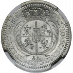 Augustus III Sas, Sixpence Leipzig 1753 - NGC UNC DETAILS - RARE, Stückelung SZ, ex. Potocki
