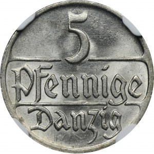 Free City of Danzig, 5 pfennige 1923 - NGC MS65